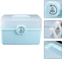 Load image into Gallery viewer, Household Medical Kit Portable Medicine Box Storage Locked Organizer Fold Organiser Blue 34X21.5CM
