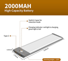 Load image into Gallery viewer, 30 LED under Cabinet Light, 2500Mah Rechargeable Wireless Motion Sensor Closet Light, Aluminum LED Panel 6500K Super Bright, Ultra Thin, Glare-Free Lighting for Removable Paste Anywhere (2 Pack)
