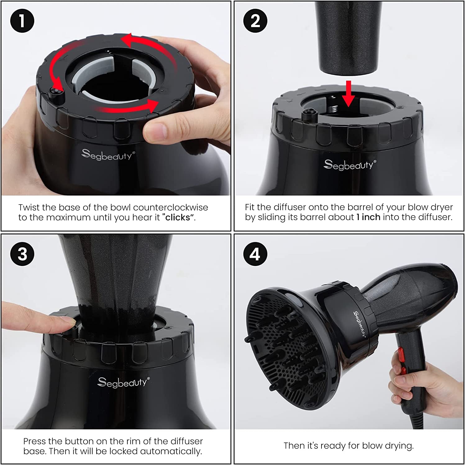 Universal Curly Hair Diffuser, Adaptable Hair Diffuser Attachment for Hair Salon Quality Hairstyling Tool Hair-Protective Frizz-Free Fast-Drying for Dryers with 1.58 to 2.48 Inches Nozzle