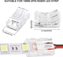 Load image into Gallery viewer, RGB LED Light Strip Connectors 20 Waterproof Adapter Transparent Solderless for Unwired Gapless Track Lighting Connector 5V 12V 24V (2 Pin, 10 Mm)
