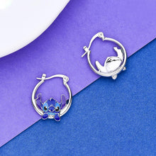 Load image into Gallery viewer, Stitch Earrings for Girls Stitch Gifts Ohana Means Family Hoop Earrings Stitch Jewelry Daughter Granddaughter Birthday Gift, Copper, No Gemstone
