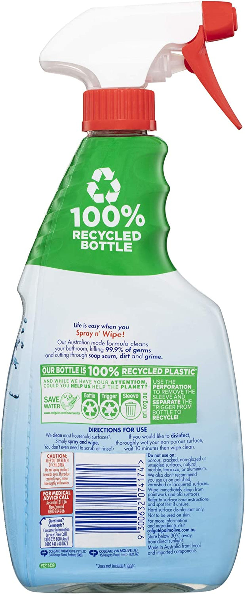 Spray N' Wipe Bathroom Antibacterial Disinfectant Cleaner Trigger, 500Ml, Fresh Burst Surface Spray, Soap Scum Remover