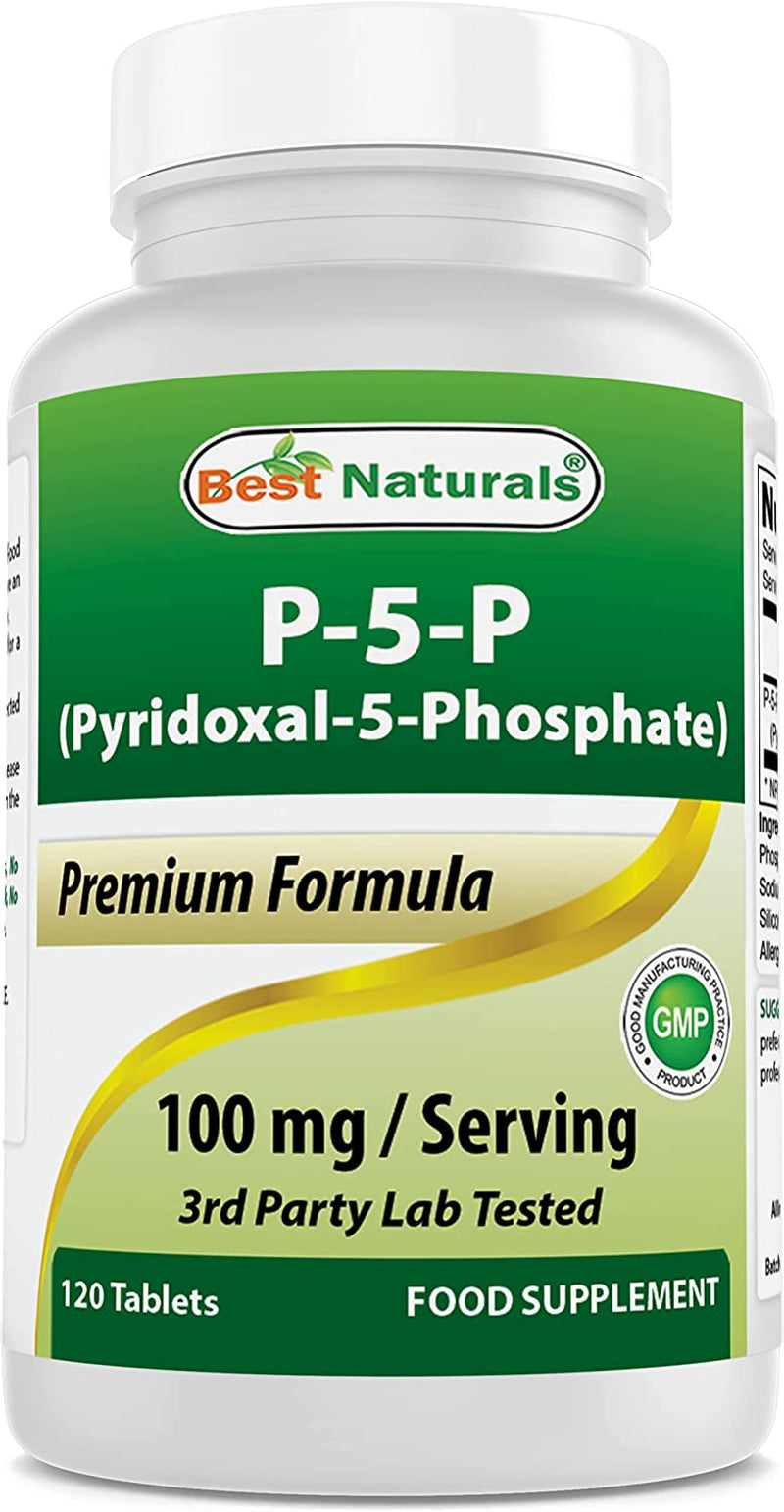 P5P Vitamin B6 (Pyridoxal 5 Phosphate) 100 Mg/Serving - 120 Tablets - an Active Form of Vitamin B6.
