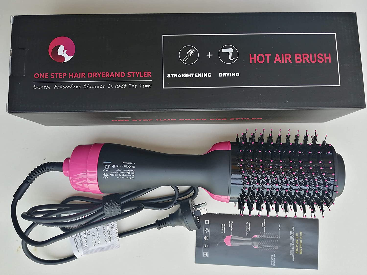 AU Plug Hot Air Brush,One Step Hair Dryer & Volumizer Hair Dryer & Volumizing Styler Comb 3-In-1 Negative Ion Straightening Brush Salon Hair Straightener Brush Curler for All Hair Types