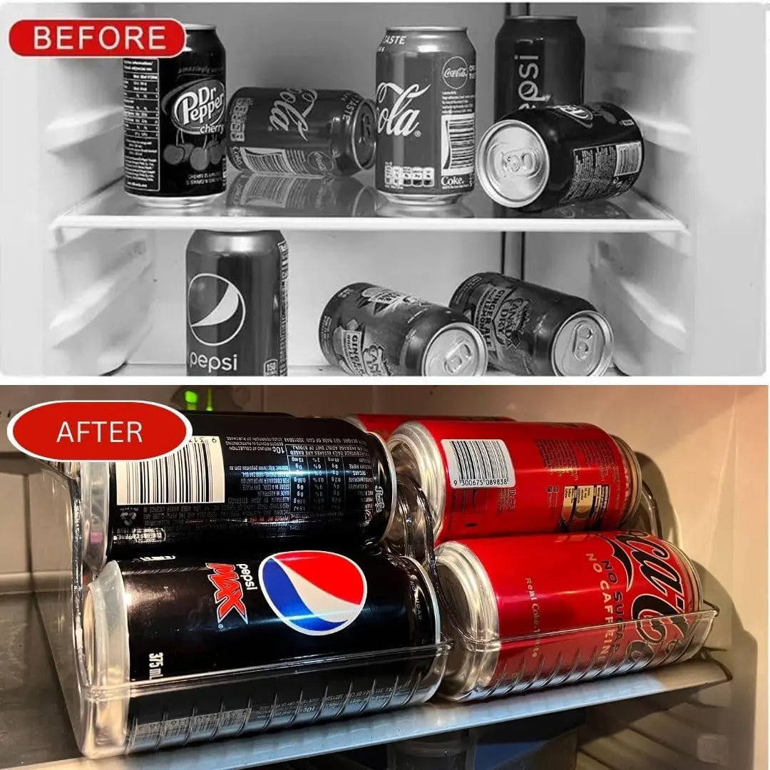 375Ml Drink Can Organiser, Fridge Organiser, Refrigerator Storage Bin, Drink Food Storage, Soda Beverage Container, Home Kitchen Organisation, for Fridge, Pantry, Freezer, Countertop, Cabinets