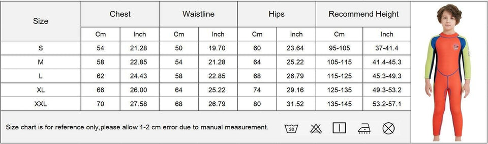 Kids Wetsuit Swimsuit 2.5Mm Neoprene Boy Girl Long Sleeve Diving Suit Swimwear