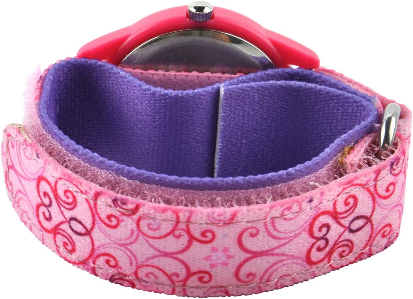 Dsiney Princess Kids' Plastic Time Teacher Analog Quartz Nylon Strap Watch, Pink