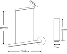 Load image into Gallery viewer, Linear LED Pendant Light Black 30W 1200(L) X15(W) X75(H) with Sensor Options Allure 1575 Series Ceiling Light for Kitchen/Island/Dining Room/Office (3000K Warm White with Sensor)
