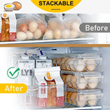 Egg Holder for Refrigerator 2 Pcs Egg Storage Organizer Container with Lids Plastic Egg Tray 14 Eggs Fridge Stackable Egg Storage Frigerator Organizer Bins for Egg Refrigerator Kitchen