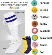 Load image into Gallery viewer, 3 Pairs Kids Knee High Soccer Socks Athletic Sports Team Socks for 7-12 Years Old Youth Boys and Girls (US Size 3-6）
