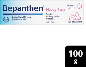 Bepanthen Nappy Rash Ointment Has a Unique Dual Action to Help Treat and Prevent Nappy Rash, Soothing and Hydrating Baby Skin Ointment, 100 G