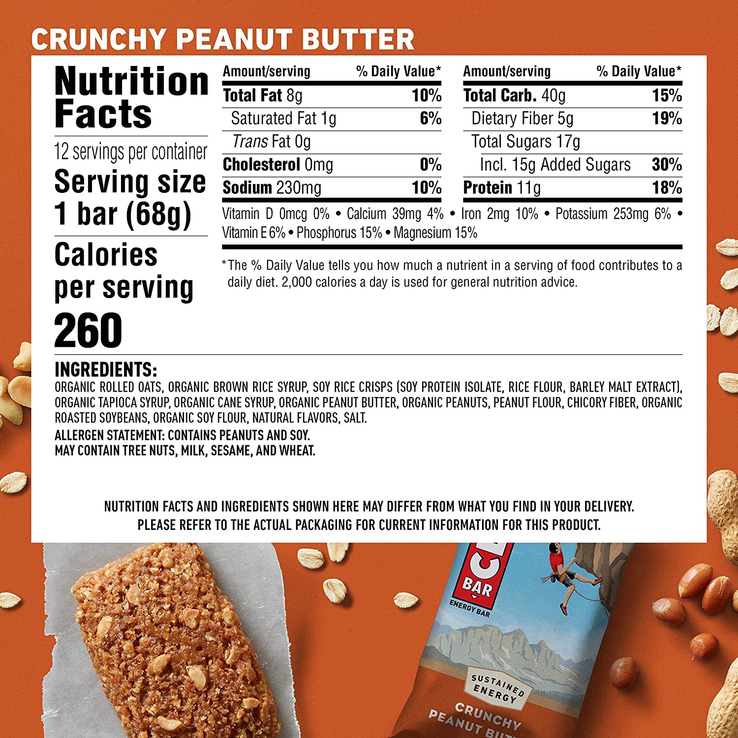 CLIF Energy Bar Crunchy Peanut Butter 12X68G