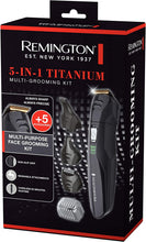 Load image into Gallery viewer, 5-In-1 Titanium Multi-Grooming Kit, PG6024AU, Cordless Rechargeable Groomer + Accessories (Beard Trimmer, Mini Foil Shaver, Nose and Ear Trimmer, Arc Detail Trimmer and Adjustable Comb) - Black
