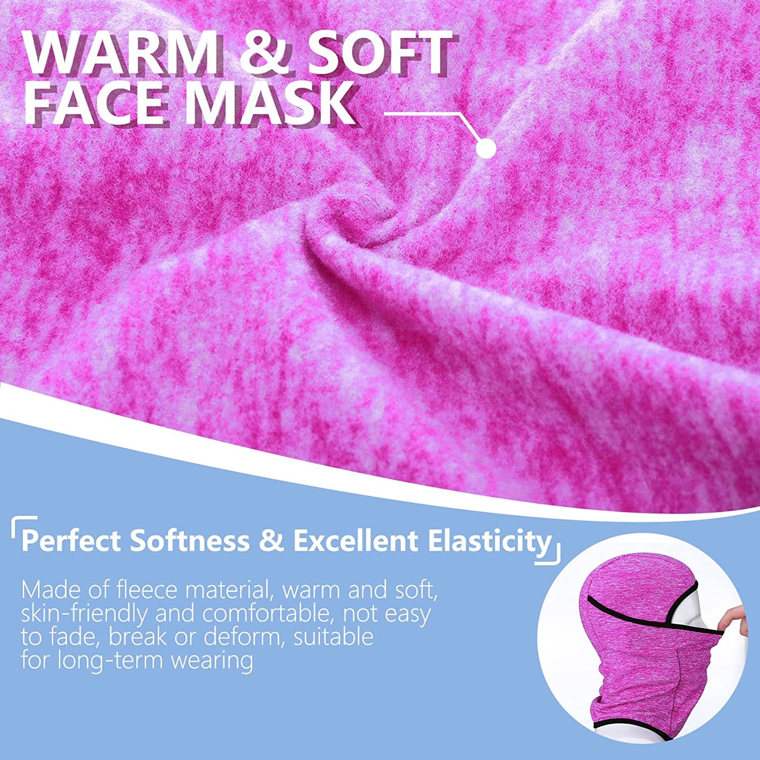 2 Pieces Kids Balaclava Windproof Ski Face Covering for Cold Weather Children Fleece Neck Warmer with Helmet Liner Hood for Boys Girls, 2 Colors