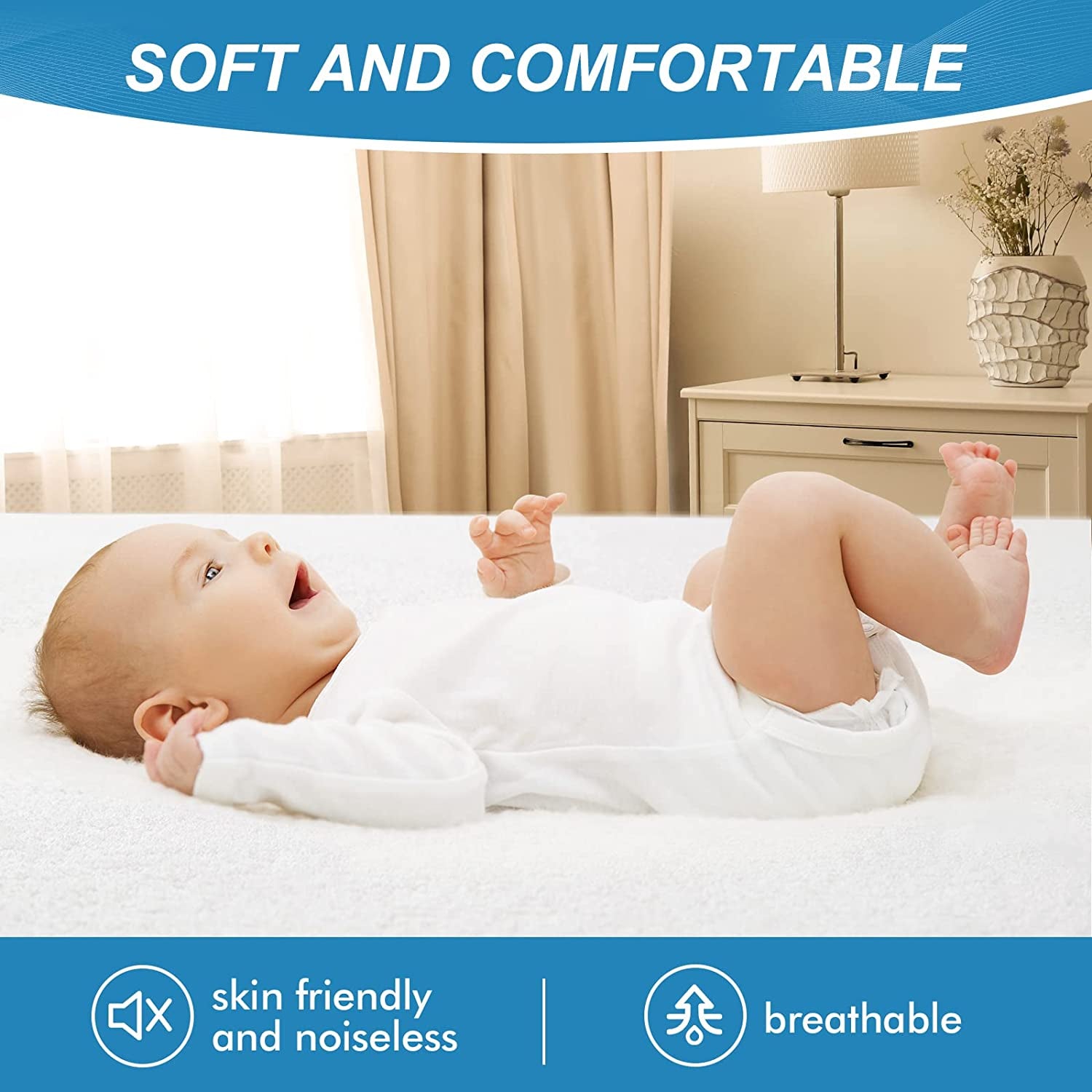 Queen Mattress Protector, Waterproof Mattress Cover, Cooling Bed Cover with Breathable Cotton Terry Surface, Vinyl Free and Fitted Sheet Style Pad Fits up to 18", Machine Washable, 60" X 80"