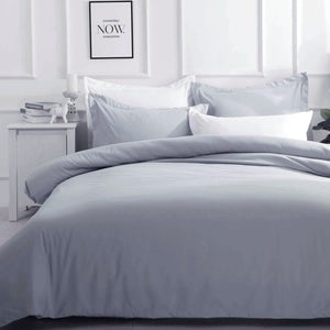 Pewter Grey Quilt Cover Set Solid Plain Doona Cover Set 2Pcs 1000TC Premium Soft Microfibre (Pewter Grey, King Single)