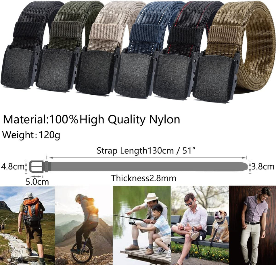 Nylon Belt for Men, Military Tactical Belt with YKK Plastic Buckle, Durable Breathable Waist Belt for Work Outdoor Cycling Hiking Skiing,Adjustable for Pants Size below 46Inches[53"Long1.5"Wide]