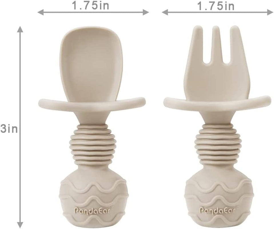 6 Pack Silicone Baby Spoons and Fork Feeding Set- Anti-Choke First Self Feeding Utensils for Baby Led Weaning Ages 3 Months