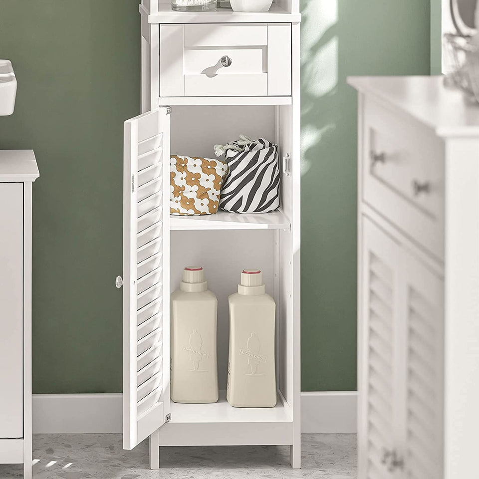 Tall Cabinet, Freestanding Cabinet, Bathroom Cabinet, 170X32X30 Cm, White, FRG236-W