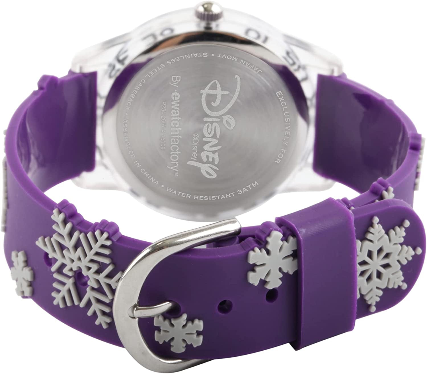 Frozen Kids' Plastic Time Teacher Analog Quartz 3D Strap Watch, Purple, Plastic Kids