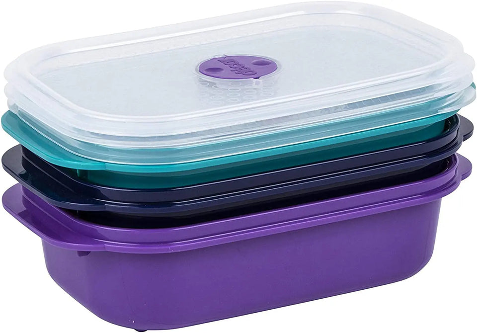 Microsafe  Oblong Jewel Container, Pack of 3 Pieces, 900Ml Capacity, Assorted