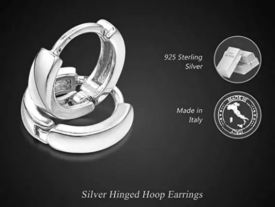 925 Sterling Silver Pair of Round Hinged Hoops - Sleeper Earrings pattanaustralia