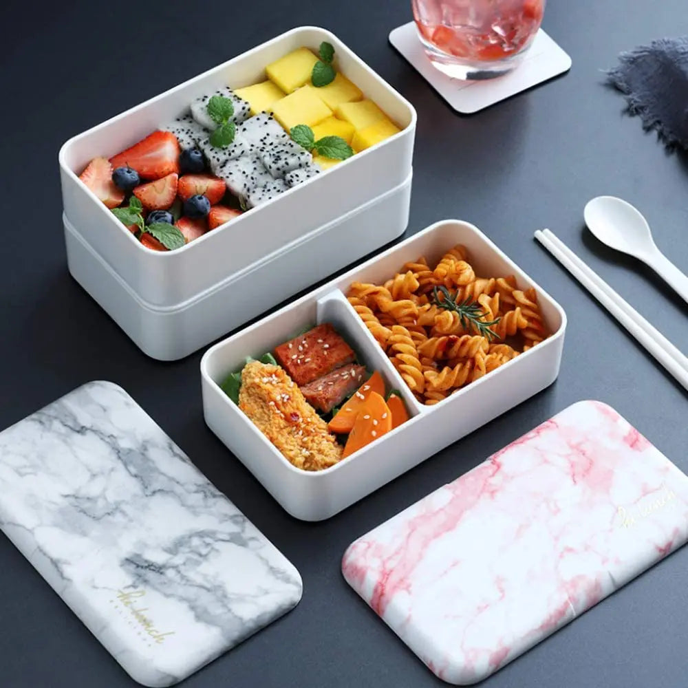 Original Bento Box Lunch Boxes Container Bundle Divider Japanese Style with Stainless Steel Utensils Spoon and Fork pattanaustralia