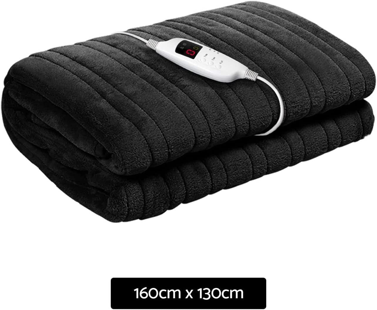 Washable Heated Electric Throw Rug Blanket Fleece Remote Control Timer 9 Heat Settings Sofa Lounge Living Room Office Winter Charcoal