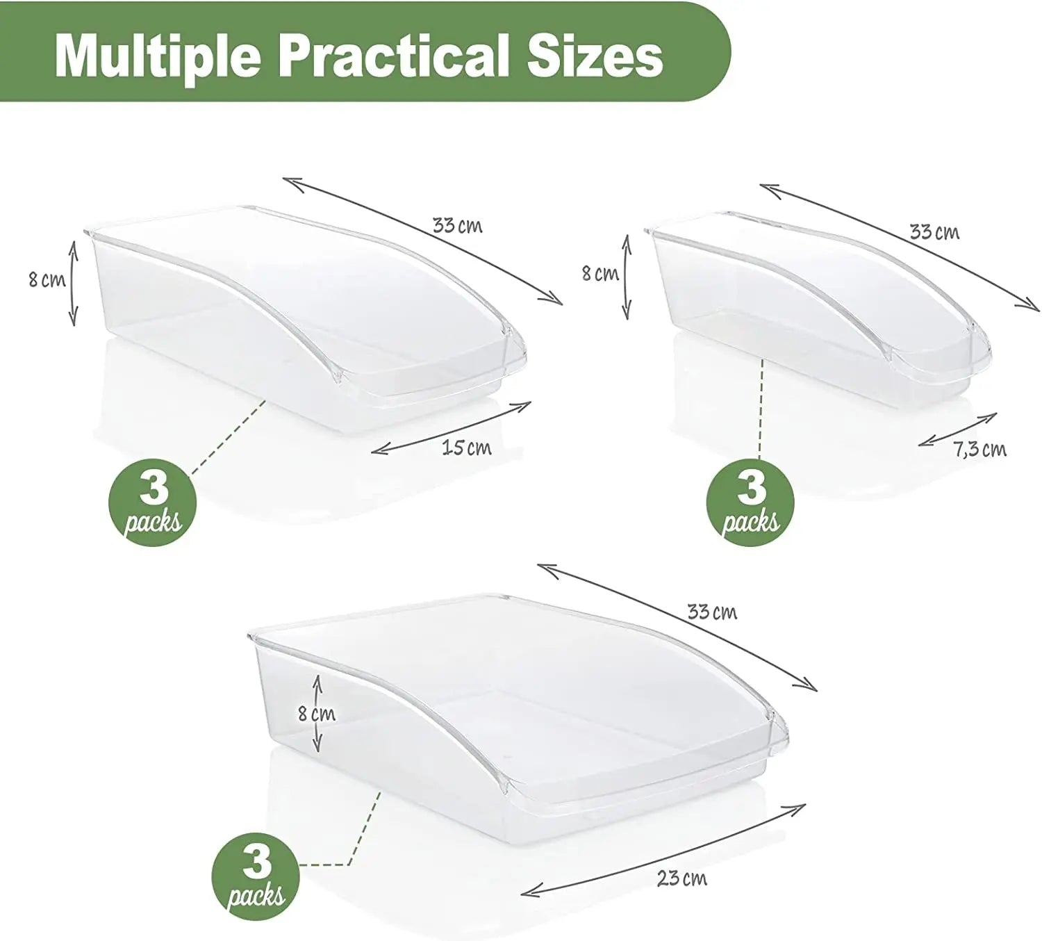 Refrigerator Organizer Bins, 12 Clear Plastic Fridge Storage Containers for Freezer Kitchen Countertops Pantry Organization, BPA Free