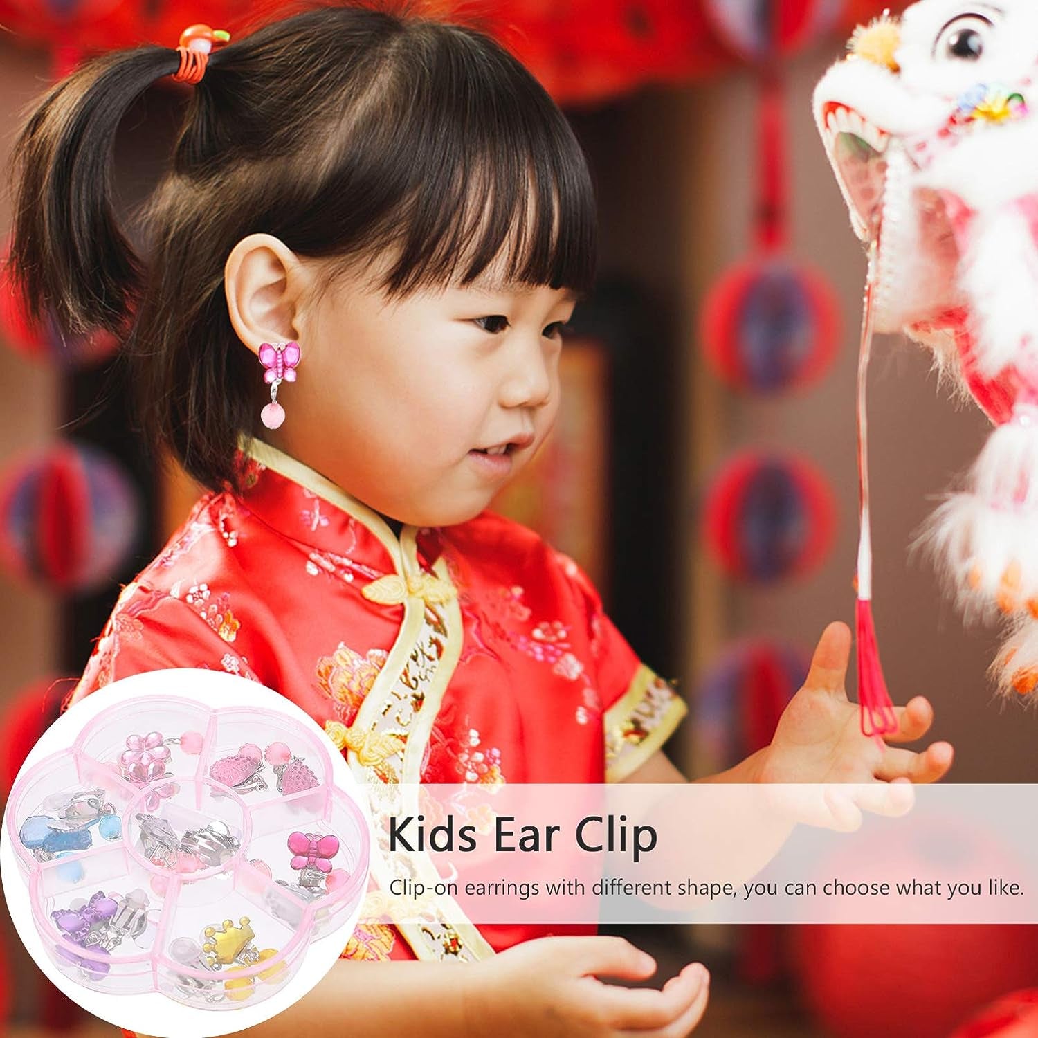 Clip on Earrings Princess Play Jewelry Earrings Set Resin Acrylic Clipon Earring Cartoon Dangle Eardrop for Little Girls Birthday Gift