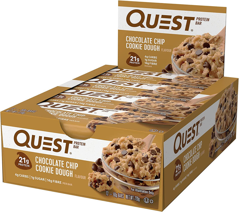 Chocolate Chip Cookie Dough Protein Bar, High Protein, Low Carb, Keto Friendly, 12 Count