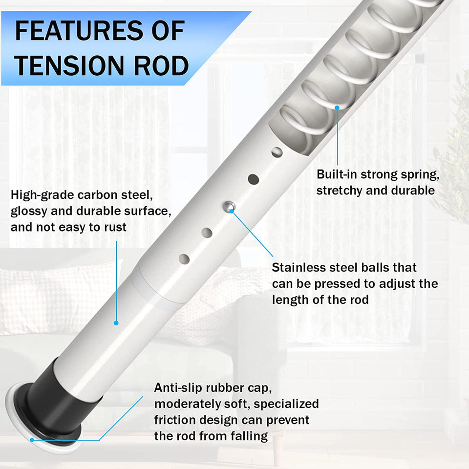Tension Shower Curtain Rod, Short Small No Drilling Adjustable Window Curtain Rod for Bathroom, Indoor Decor