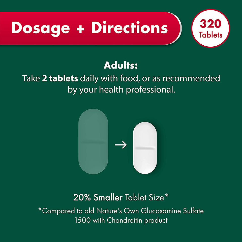 Glucosamine Sulfate and Chondroitin for Joint Health - Relieves Mild Joint Pain and Stiffness Associated with Mild Osteoarthritis, 320 Tablets