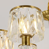 Gold Chandelier,6 Lights Wagon Wheel Chandeliers with Clear Crystal Shades,Modern Mid Century Hanging Pendant Light Fixture for Dining Room Living Room Bedroom(E14 Base)