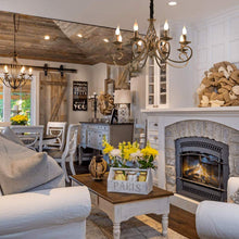 Load image into Gallery viewer, Rustic Chandeliers, 8 Lights Candle French Country Chandelier, Vintage Iron Pendant Light Fixture Hanging Light for Farmhouse, Kitchen Island, Dining Room, Bedroom
