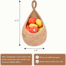 Load image into Gallery viewer, Hanging Wall Vegetable Fruit Baskets，Hanging Basket for Pantry Potato Garlic Onion Fruit Storage Handwoven Decorative Kitchen Organizer and Wall Planter Holder(Large)
