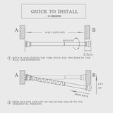 Shower Curtain Rod Stainless Steel Rod Spring Tension and Rust Prevention Non-Slip, Suitable for Bathroom Windows Curtain Doorway Closet Kitchen, Black