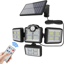 Load image into Gallery viewer, Solar Lights Outdoor, Motion Sensor Security Lights, Separate Solar Panel, 4 Adjustable Head, 198 LED 300° Wide Angle, Waterproof Wall Lights for Porch Yard Garage Pathway
