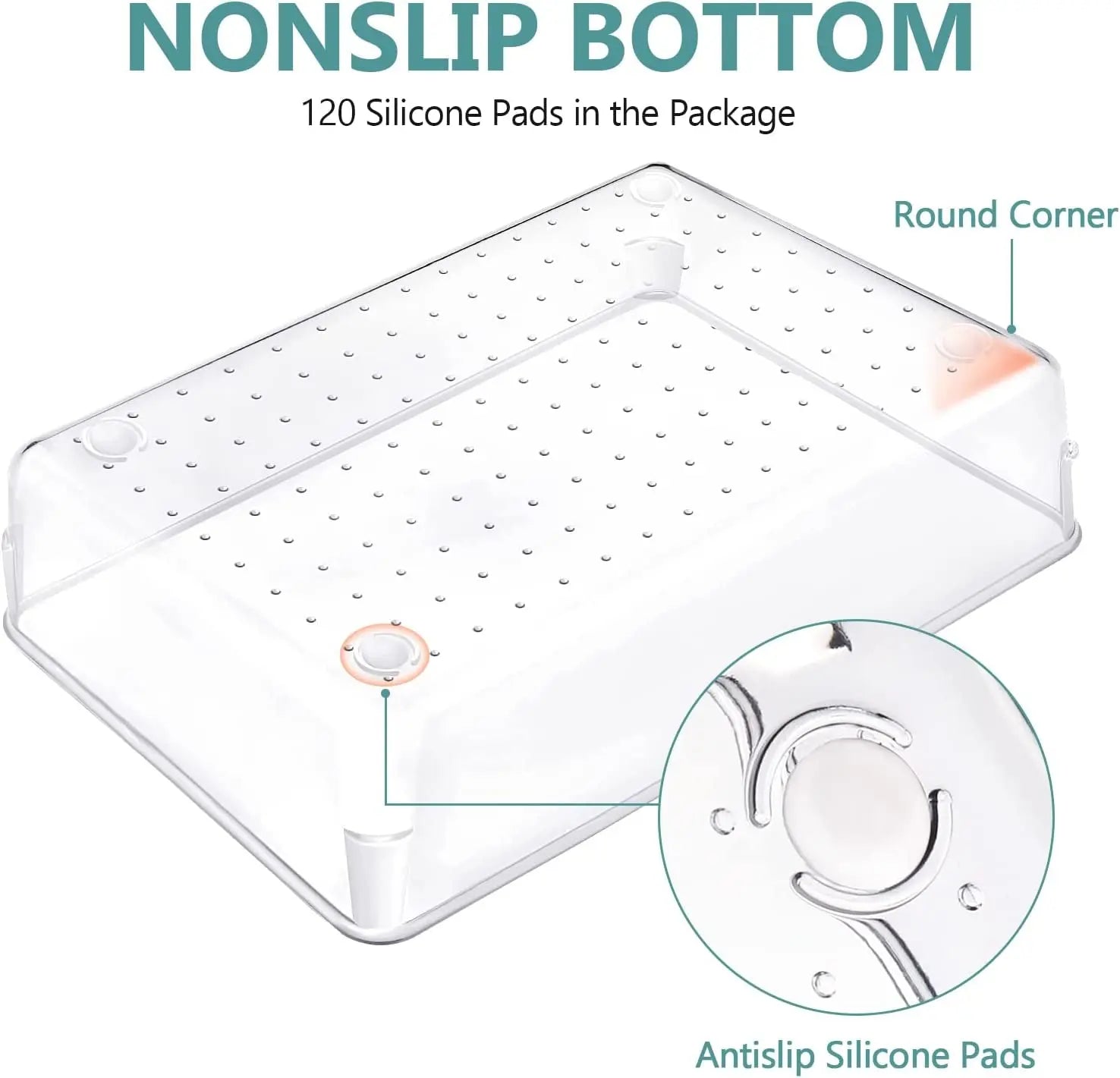 [28 PCS]  Clear Drawer Organiser with Antislip Pads for Desk - Nonslip Bathroom Makeup for Vanity Desk, Office, Home Storage & Organisation