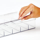 Rectangular Plastic Stackable Storage Box with Hinged Lid for Organizing First Aid, Medicine, Ointments, Dental, Diabetic Supplies - 5 Divided Compartments, Pack of 2 - Clear