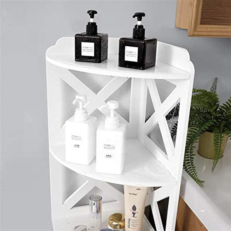 Bathroom Storage Utility Display Cabinet Stand White Waterproof 3 Shelves T2