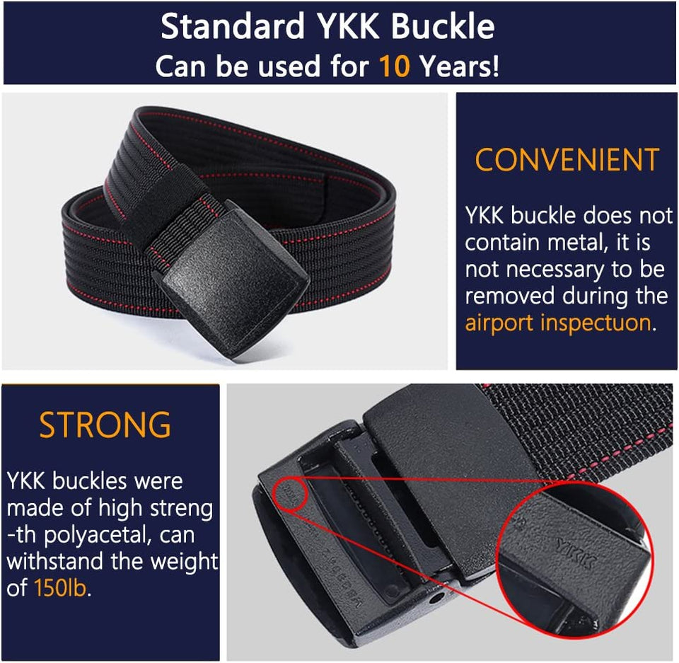 Nylon Belt for Men, Military Tactical Belt with YKK Plastic Buckle, Durable Breathable Waist Belt for Work Outdoor Cycling Hiking Skiing,Adjustable for Pants Size below 46Inches[53"Long1.5"Wide]