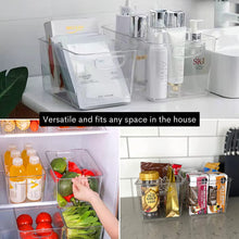 Load image into Gallery viewer, ™ Organiser Bins – 3 Piece Transparent Storage Bins Can Be Used as Fridge Organiser, Kitchen Cabinets Organiser, Pantry Organiser, Bathroom, or in Wardrobe Organiser
