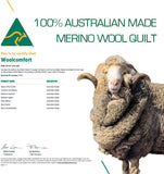 Australian Made Merino Wool Quilt/Doona/Duvet 700GSM (210X210Cm Queen)