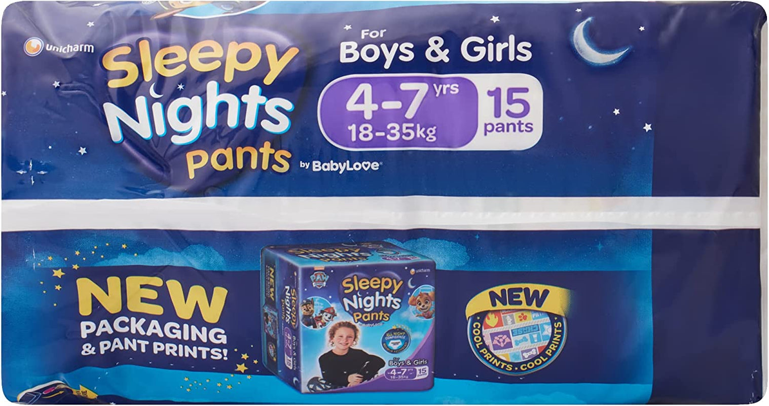 Babylove Sleepynights Pants 4-7 Years (18-35Kg) | 60 Pieces (4 X 15 Pack)