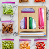 Ziplock Bag Storage Organizer, Foil and Plastic Wrap Dispenser with Cutter, Plastic Bag Organizer, Ziplock Bag Organizer for Gallon, Quart, Sandwich & Snack Etc.