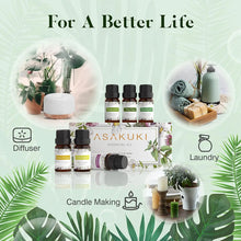 Load image into Gallery viewer, Essential Oils Set 6 X 10Ml, 100% Pure &amp; Natural Aromatherapy Oils - Lavender, Eucalyptus, Lemongrass, Tea Tree, Sweet Orange, Peppermint Diffuser Oil for Massage Hair Care Wellness Gift Set
