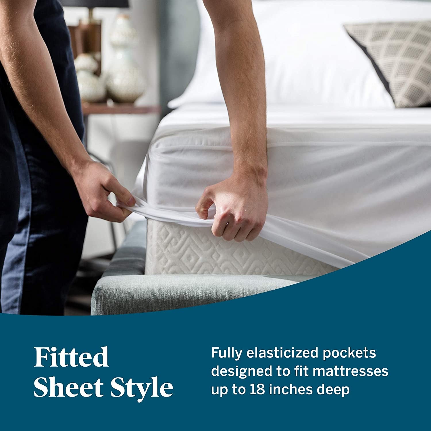 Premium Rayon from Bamboo Jersey Mattress Protector - Ultra Soft - Waterproof - Queen, White