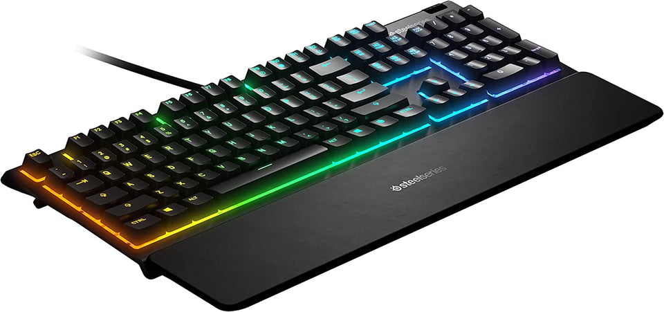 Apex 3 Whisper Quiet IP32 Water & Dust-Resistant Gaming Keyboard - Prism 10-Zone RGB Illumination - Premium Magnetic Wrist Rest