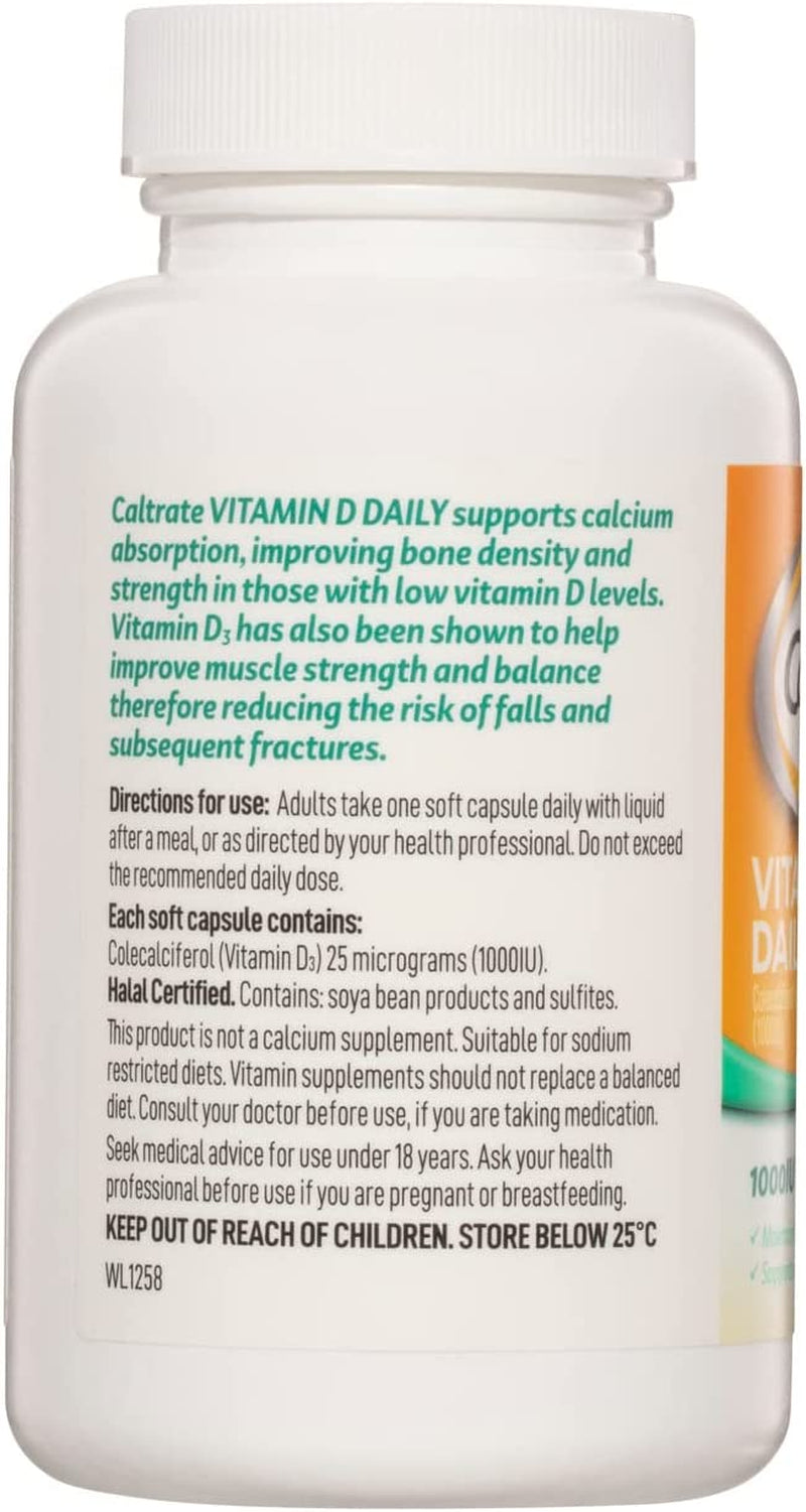 Vitamin D Daily, 1000IU of Vitamin D3, 180 Soft Capsules